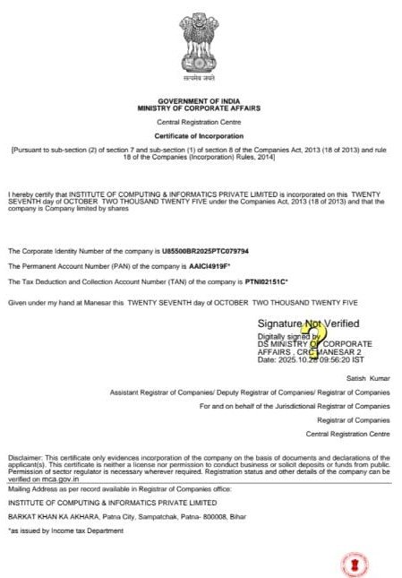 Certificate of Incorporation